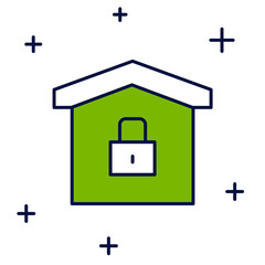 Filled outline House under protection icon isolated on white background. Home and lock. Protection, safety, security, protect, defense concept. Vector