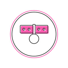 Filled outline Collar with name tag icon isolated on white background. Simple supplies for domestic animal. Cat and dog care. Pet chains. Vector