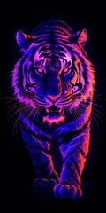 Generative Ai. Tiger in neon colors
