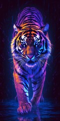 Generative Ai. Tiger in neon colors
