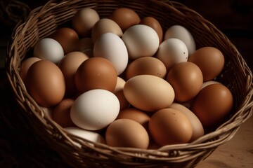 Eggs in a basket. Generative AI