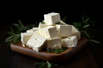 Feta cheese with herbs. Generative AI