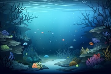 Fototapeta na wymiar Coral reef and fishes, underwater life. Generative AI