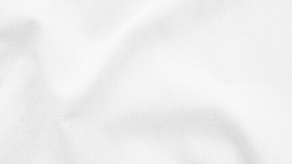 Fototapeta premium Organic Fabric cotton backdrop White linen canvas crumpled natural cotton fabric Natural handmade linen top view background organic Eco textiles White Fabric linen texture