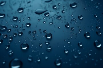 Water drops on blue background. Generative AI