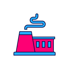 Filled outline Factory icon isolated on white background. Industrial building. Vector