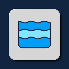 Filled outline Wave icon isolated on blue background. Vector