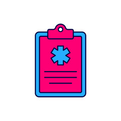 Filled outline Medical clipboard with clinical record icon isolated on white background. Health insurance form. Prescription, medical check marks report. Vector