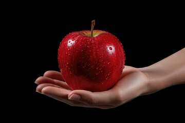 A Person Holding An Apple In Their Hand. Apple Nutrition, Hand Dexterity, Color Perception, Fruit Preferences, Emotional States, Grasping Mechanics. Generative AI
