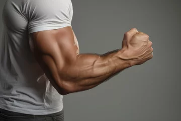 Foto op Canvas A Close Up Of A Man's Arm And Arm Muscles. Fitness For Men, Muscles, Exercise, Anatomy, Arm Workouts, Strength. Generative AI © Ян Заболотний