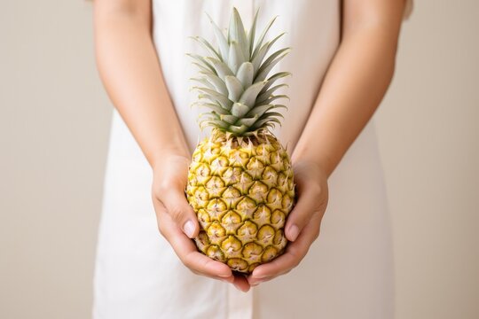 A Person Holding A Pineapple In Their Hands. Holding A Pineapple, Fruit Holding, Buying Fruits, Eating Fruits, Pineapple Benefits, Creative Uses For Pineapple. Generative AI