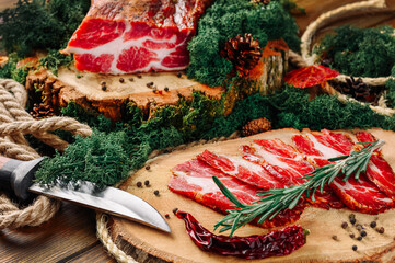 meat, chopped meat lies on the table with a beautiful background, a lot of meat