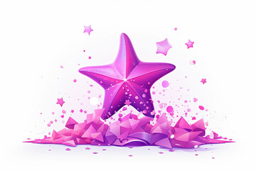 cute cartoon Starfish with confetti sprinkles, a low poly illustration, adorable character, mascot, concept, digital art