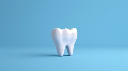 Generative Ai. White tooth on a blue background
