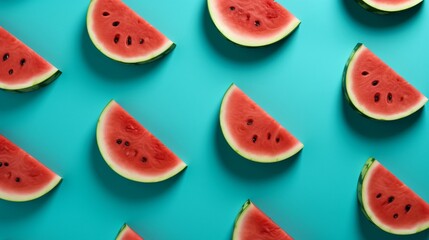Generative Ai. Pattern of watermelon pieces for background