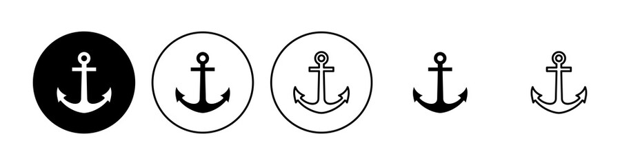 Anchor icon set. Anchor symbol logo. Anchor marine icon.