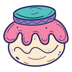 Isolated colored jam bottle sketch icon Vector