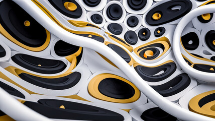 Obraz premium Arrière plan design, moderne, contemporain, avec coloris de blanc noir et doré ou or, et relief - Papier peint futuriste - Générative IA