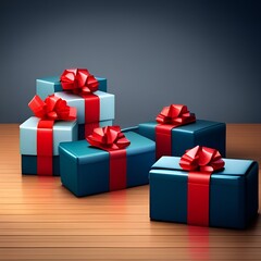 Obraz premium photo of 3d gift boxes background Illustration Generative AI