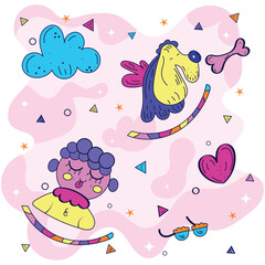 Colored hand drawn illustration background Vector