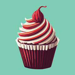 Sweet cupcake vector icon on white background