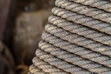 coiled rope, old Ripoll winery, Llucmajor, .Majorca, Balearic Islands, Spain