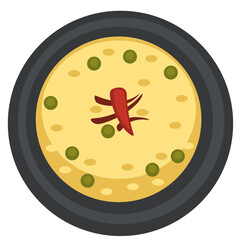 Pea soup with chili pepper, bowl with ramen vector