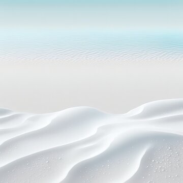 Sable blanc avec un arrière-plan flou de mer et de ciel, journée estivale, espace pour produit. Concept de fond estival IA générative