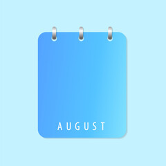 Cover Daily calendar of August month on white paper note.