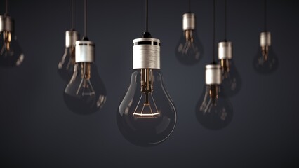 light bulb on black background