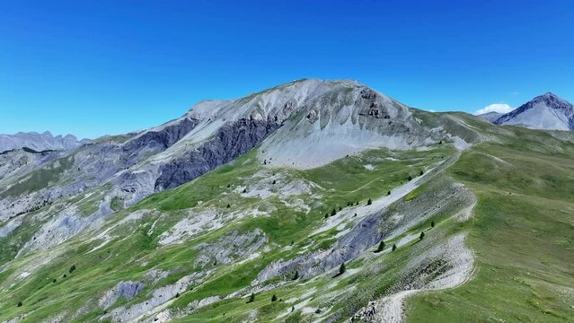 Mercantour national park in french Alps filmed from sky
