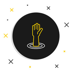 Line Helping hand icon isolated on white background. Colorful outline concept. Vector