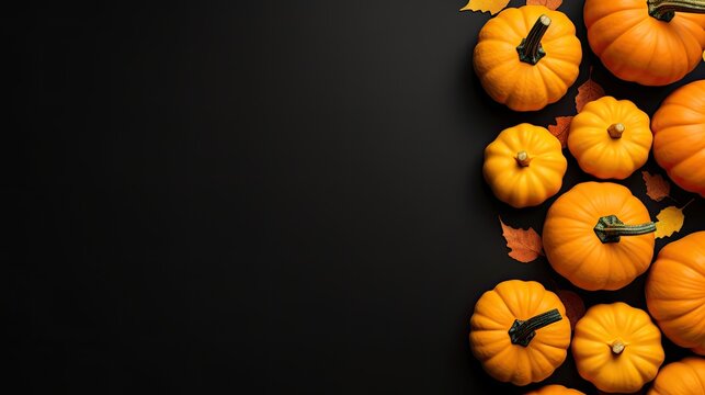 Halloween pumpkin jack lantern orange black plain background Ai Generated
