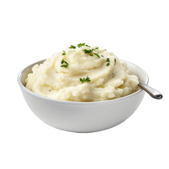 Mashed potatoes in a bowl isolated