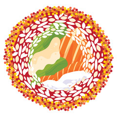 Top view of an isolated sushi Vector