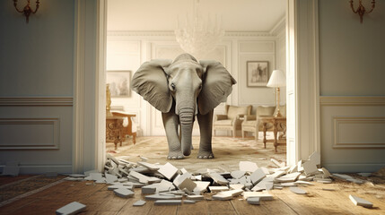 The elephant in the room symbolic concept and metaphor