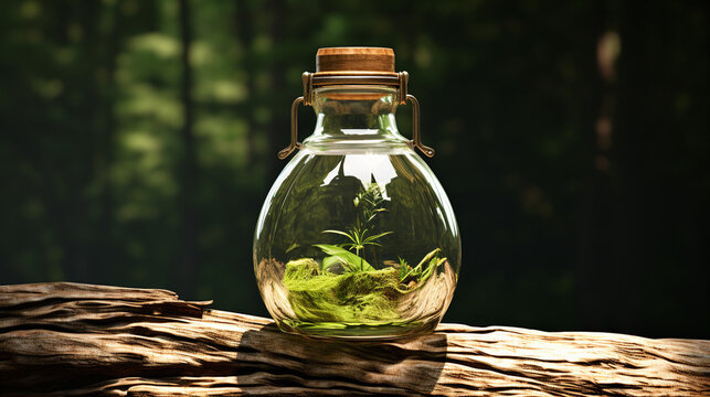 Natural transparent glass bottle