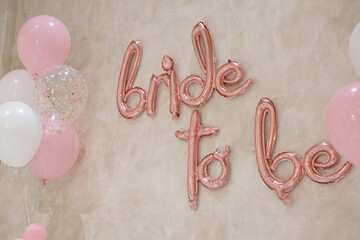 Bride to be ballon decorated with pink and white ballon in hen party