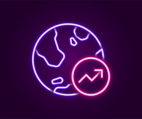 Glowing neon line Financial growth increase icon isolated on black background. Increasing revenue. Colorful outline concept. Vector