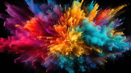 explosion of colorful powder on isolated 