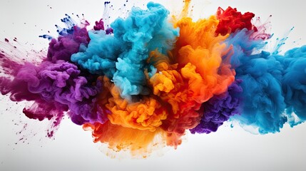 explosion of colorful powder on isolated 