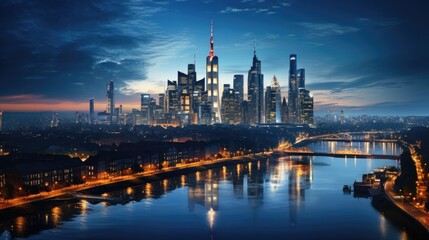 aerial panoramic view of Frankfurt  Germany - obrazy, fototapety, plakaty
