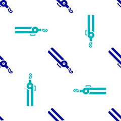 Blue Curling iron for hair icon isolated seamless pattern on white background. Hair straightener icon. Vector
