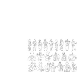 Firefighter Outline Bundle,Clip Art