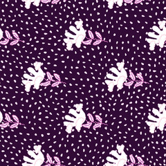 Cute unusual flower and cloud seamless pattern. Simple stylized flowers background.