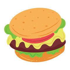 Isolated colored hamburger sketch icon Vector