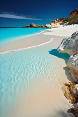 Serene beach with crystal-clear waters