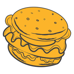 Isolated colored hamburger sketch icon Vector