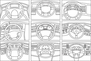 Bus Cockpit Outline Bundle,Clip Art