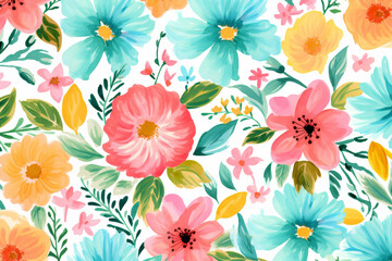 Fototapeta na wymiar Spring design pattern floral nature watercolor background wallpaper greeting seamless flower
